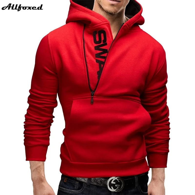 

New Side Zipper Pullover Hoodies Men Cotton Sweatshirt Spring Letter Print Sportswear Slim Pullover Tracksuit Hip Hop Streetwear
