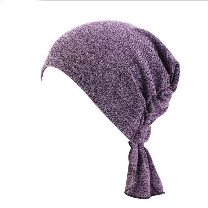 XEONGKVI 2020 New Elastic Cotton Skullies Beanies Knitted Cap Spring Summer Turban Hats For Women Bandana Chemotherapy | Аксессуары для