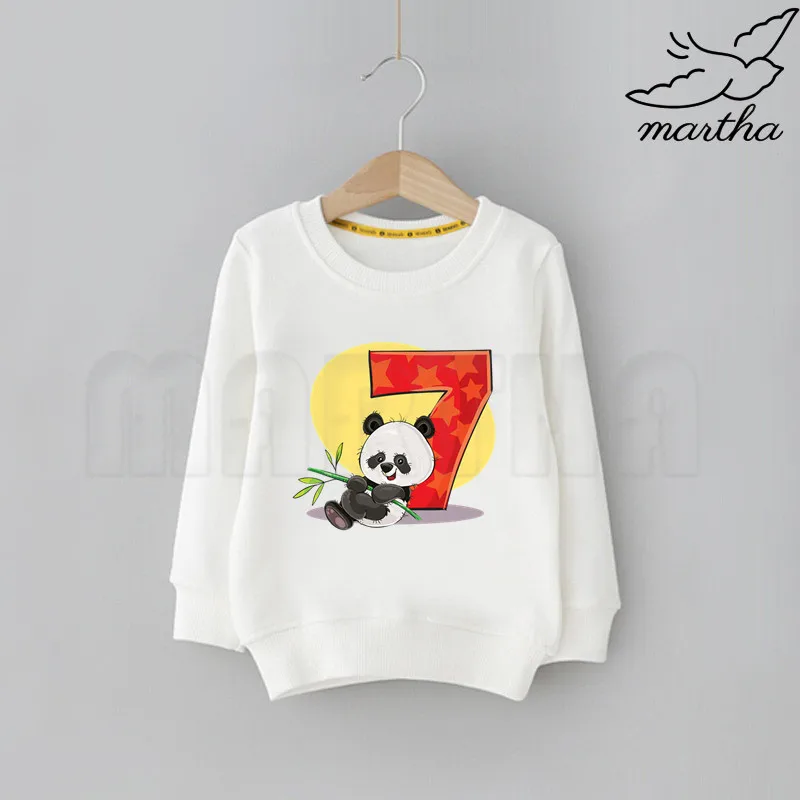 Детские толстовки с капюшоном изображением панды и цифр на день рождения для