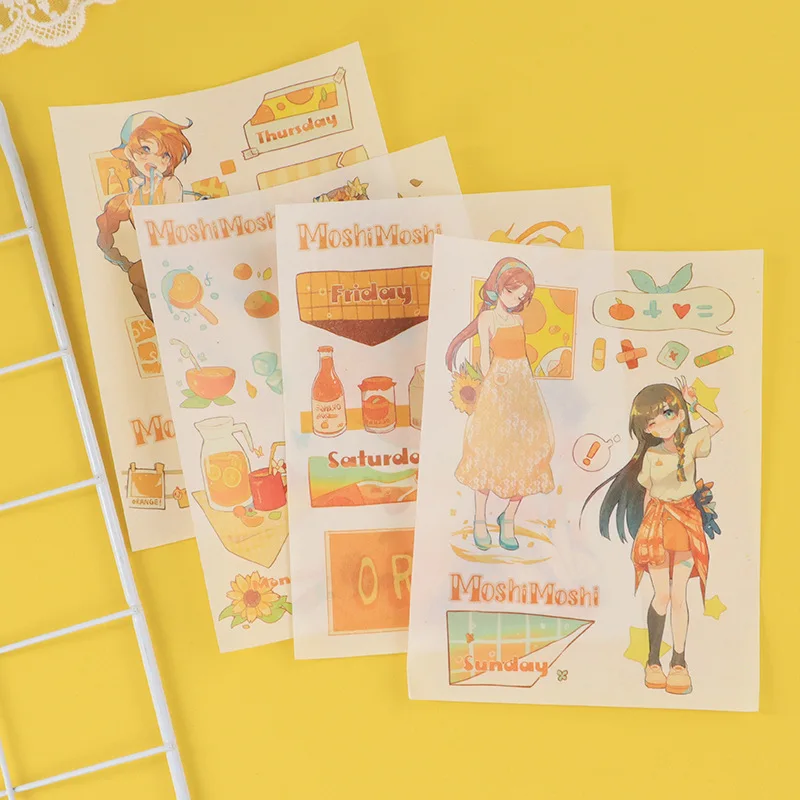 

4 Sheets /Pack Sexy Girls & Fruits Paper Sticker Hand Account Diary Notebook Phone Decoration