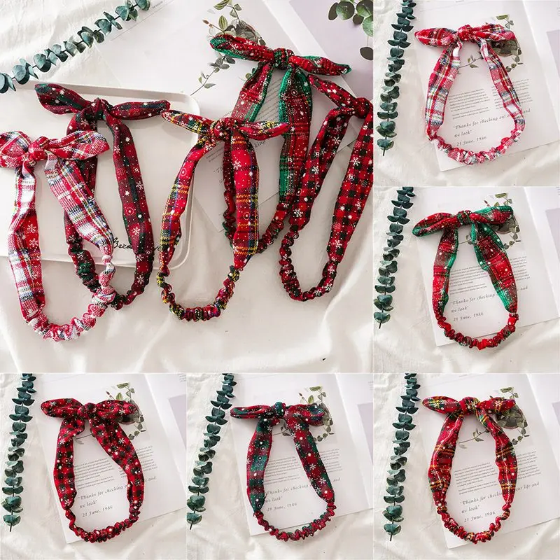 

Warmom Christmas Grid Headband Merry Christmas Decor Hairband Happy New Year 2021 Xmas Gift