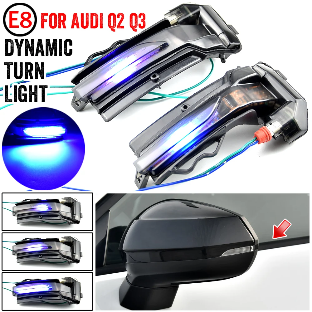 

Pair Flowing Turn Signal Light LED Side Wing Rearview Mirror Dynamic Indicator Blinker For AUDI Q2 2018-2020 Q3 2019-2020