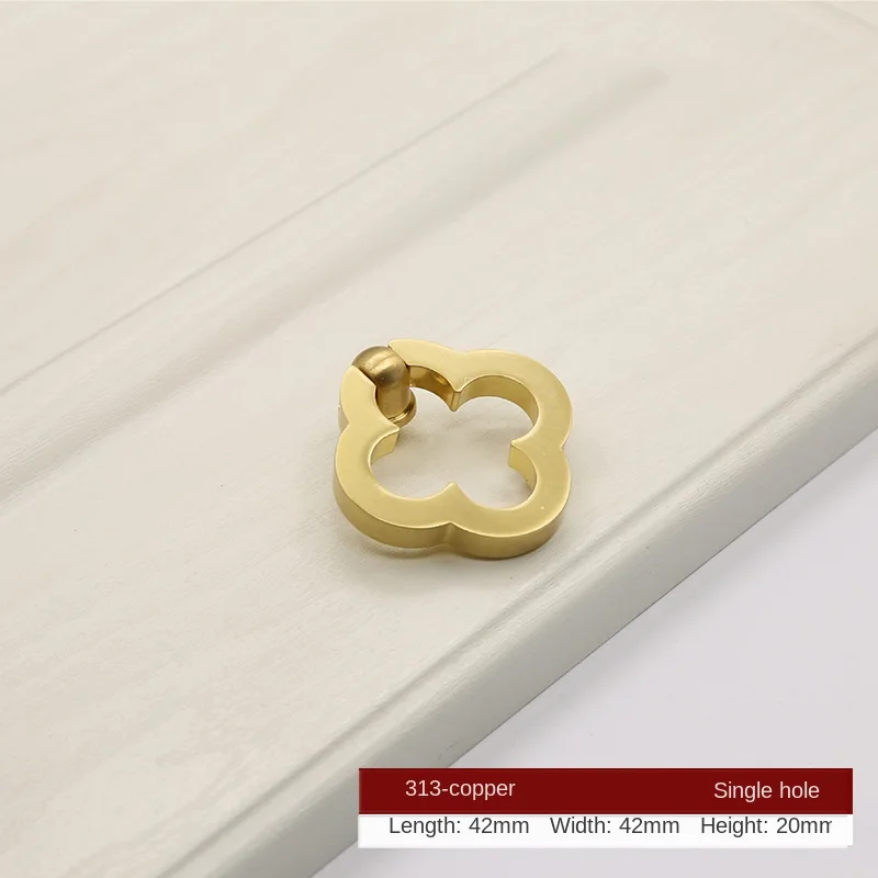 313-Single Hole JD New Chinese Zinc Alloy Door Wardrobe Brushed Brass Door Handle Gold Cabinet Drawer Door Handle Furniture Handle Hardware - Color: 313-Single Hole