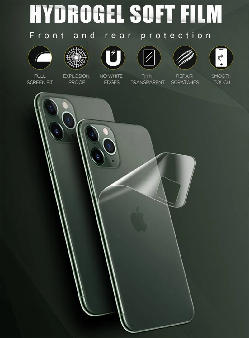 10D задняя защитная Гидрогелевая пленка для iPhone 11 Pro 7 8 Plus XS Max XR Защитная пленка для iPhone X 6s 6 Plus мягкая пленка