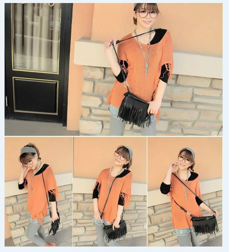 Модные продукты Бахрома Кисточкой кошелек мессенджер через плечо Бохо сумка из