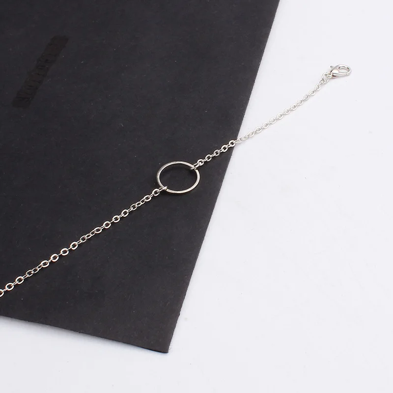 Простой Круглый браслет золотого и серебряного цвета для женщин звеньевой