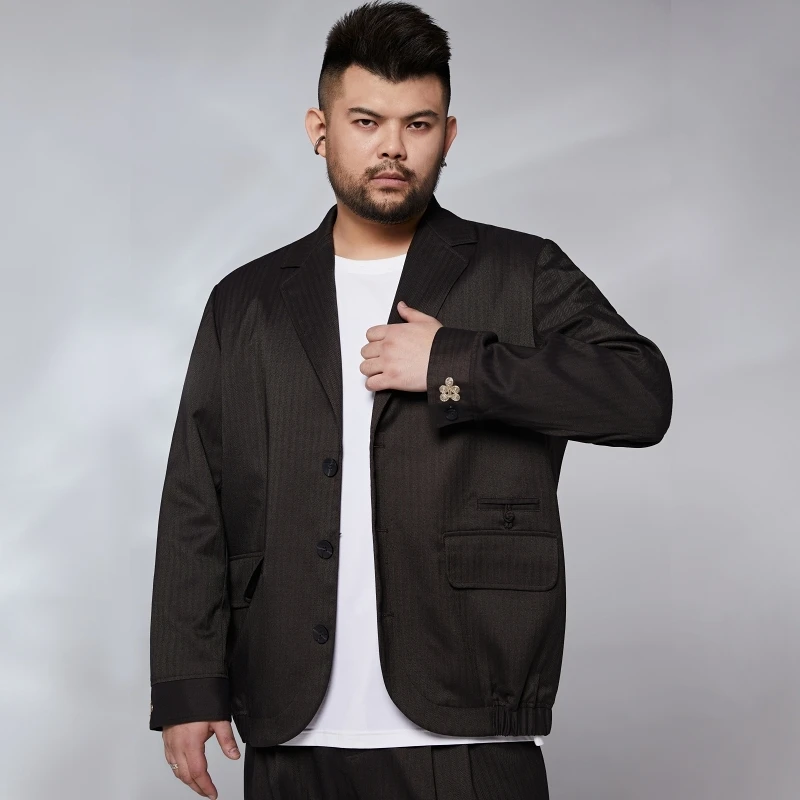 

Повседневный мужской костюм для полных мужчин, свободный и толстый, простой Вышитый Костюм с темным узором, Блейзер, Женский блейзер