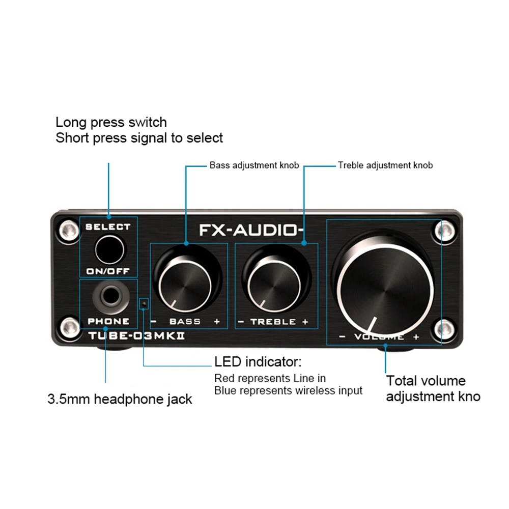 FX-AUDIO ламповый предусилитель 6K4 HiFi 5 0 предварительный усилитель звука AUX Bass DC/1A