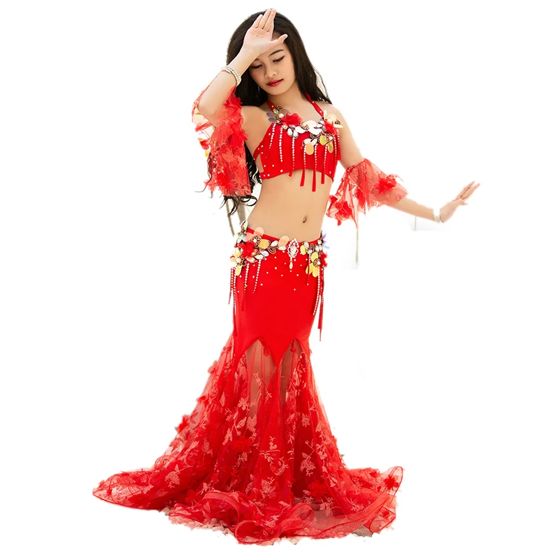 Детский костюм для танца живота тренировок по танцу одежда выступлений и длинная