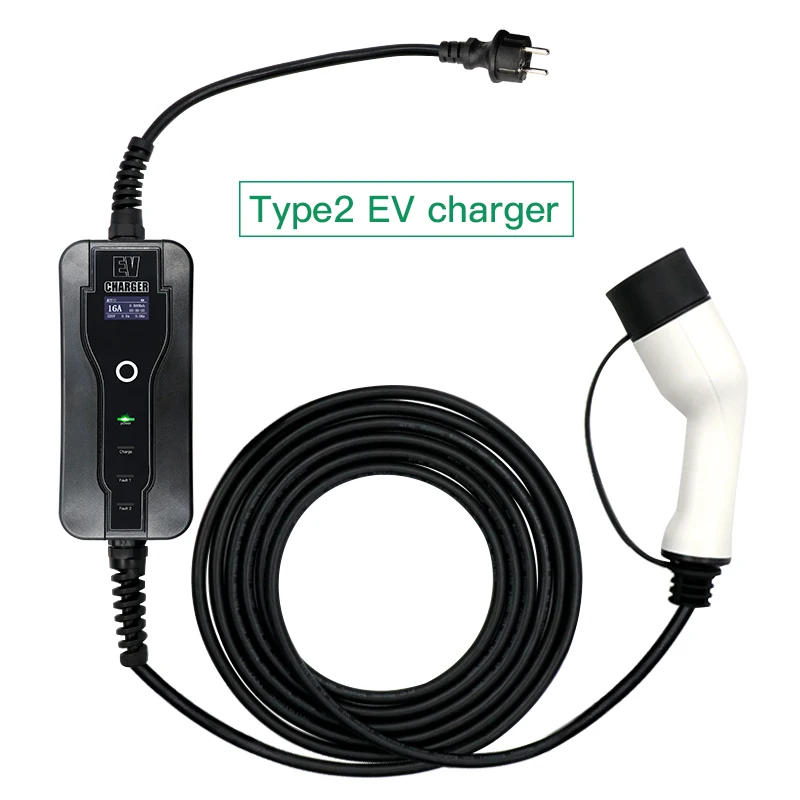 

Зарядное устройство для автомобилей типа 2 EVSE EV Уровень 2 16 А портативное электрическое автомобильное домашнее зарядное устройство IEC 62196 шт...