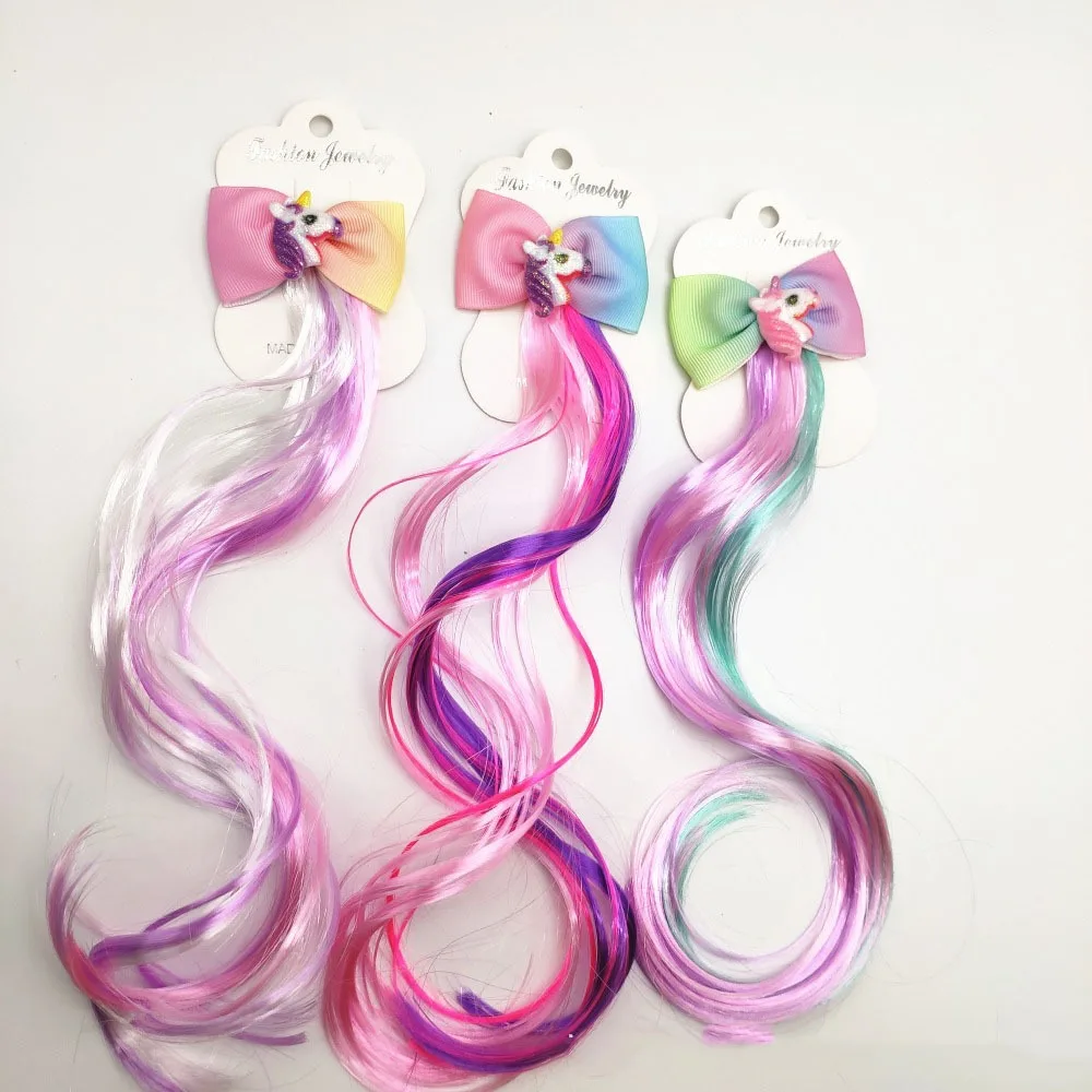 Заколки для волос с милым мультяшным единорогом девочек цветные заколки