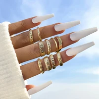 stillgirl 10pcs vintage gold rings for women punk simple portrait chunky za couple emo fashion jewelry anillos mujer bague femme