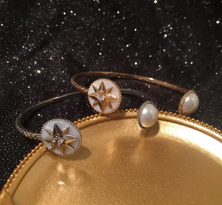 Fashion anise star disc open bracelet rhinestone creative temperament chic accessories