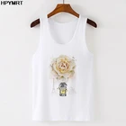 Майка женская с цветочным принтом и круглым вырезом