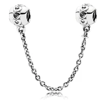 genuine 925 sterling silver charm love heart connection safety chain beads fit women pan bracelet necklace diy jewelry
