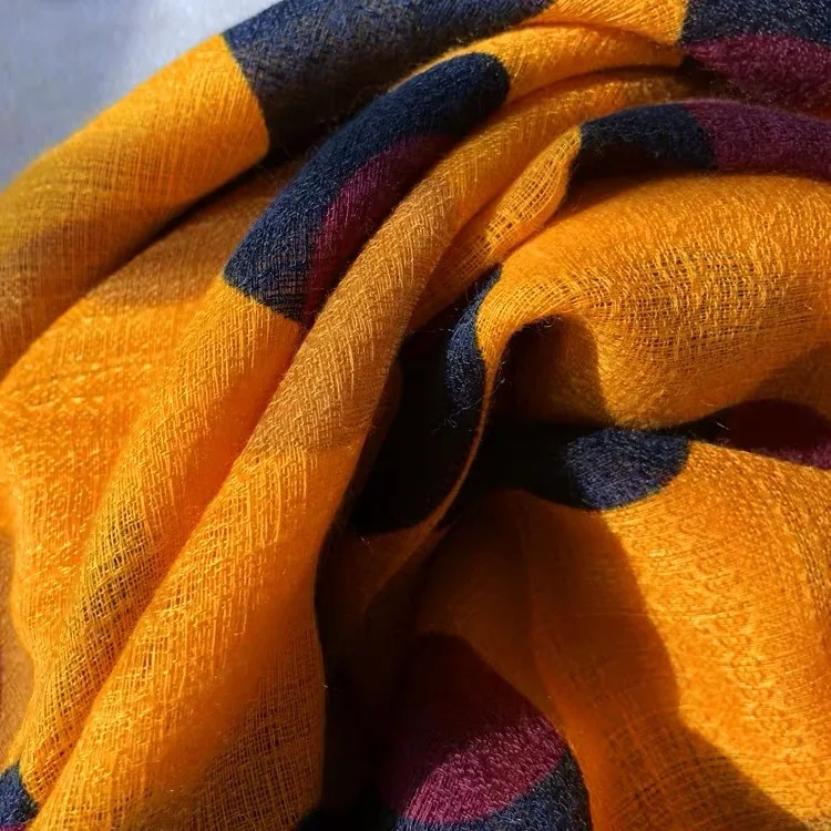 

Luxury Brand Cotton Scarf For Women Winter Warm Viscose Scarves Orange Polka Dot Print Designer Fashion Pashmina Shawls Scarfs