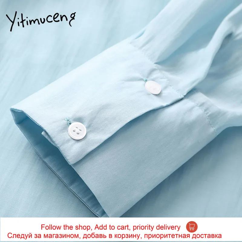 

Yitimuceng Sling 2 Pieces Blouse Women Button Shirts Loose Spring 2021 Fashion Clothes Long Sleeve Turn-down Collar Casual Tops