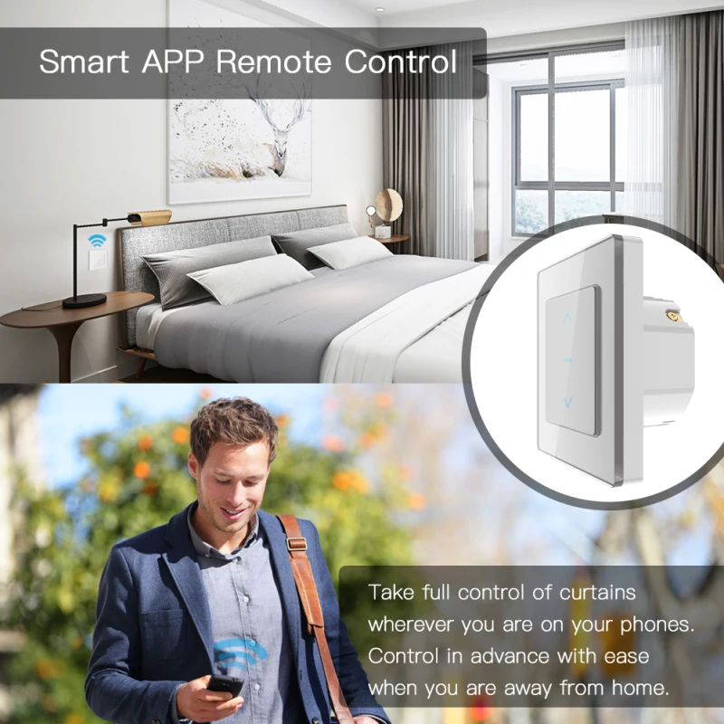 Tuya WiFi Smart Curtain Switch Touch Panle for Motorized Curtains and Roller Blinds work with Life App Alexa Google | Обустройство