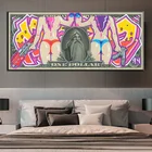 Один доллар денег с сексуальным обнаженным женским пистолетом, холщовая фотография, декор гостиной