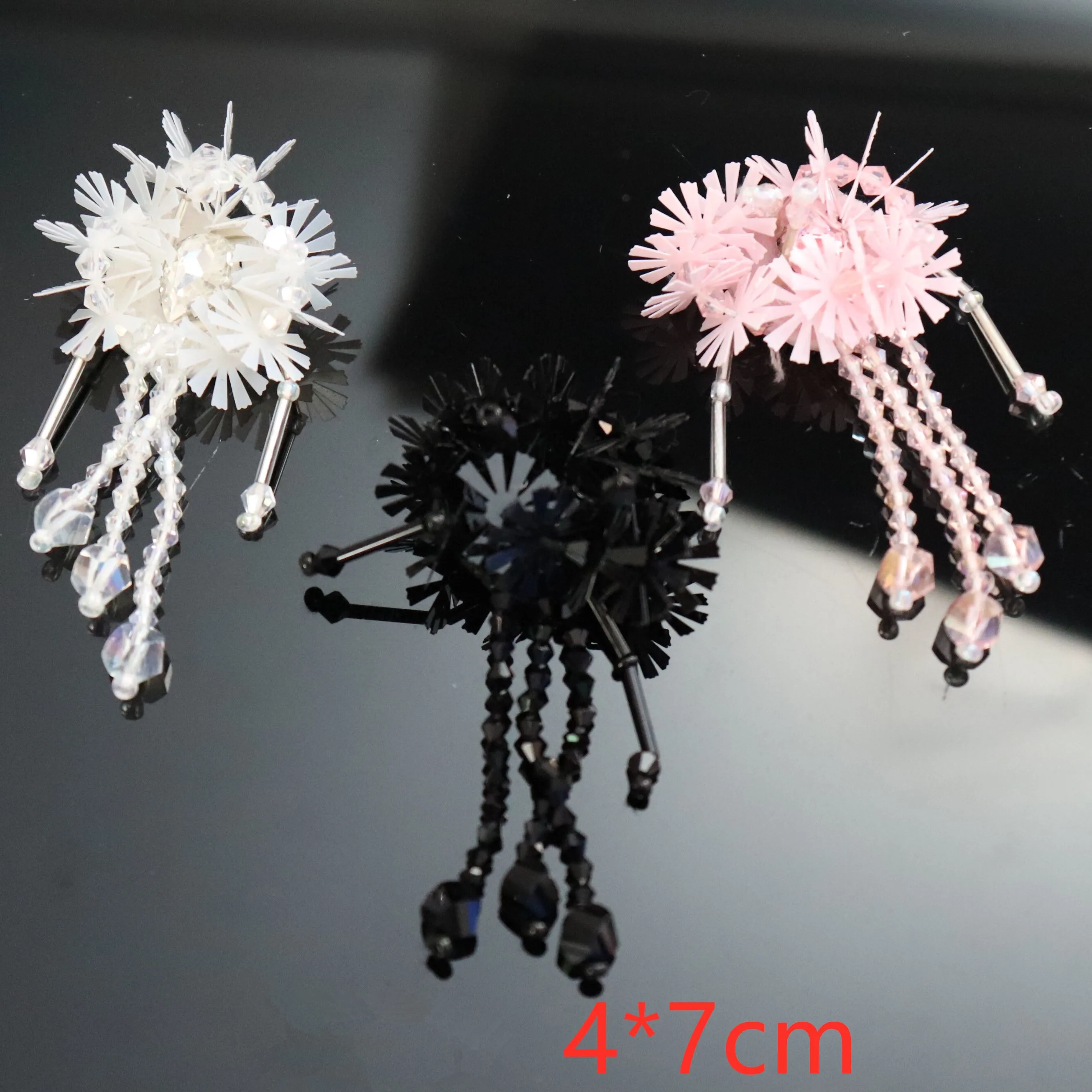 Вышитая бисером снежинка ручной работы блестящая подвеска нашивка для одежды