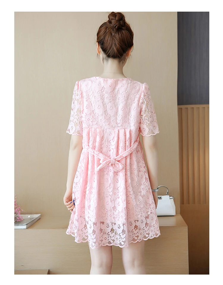 Afei Tony 2019 новые летние розовые кружевные платья для беременных женщин Одежда