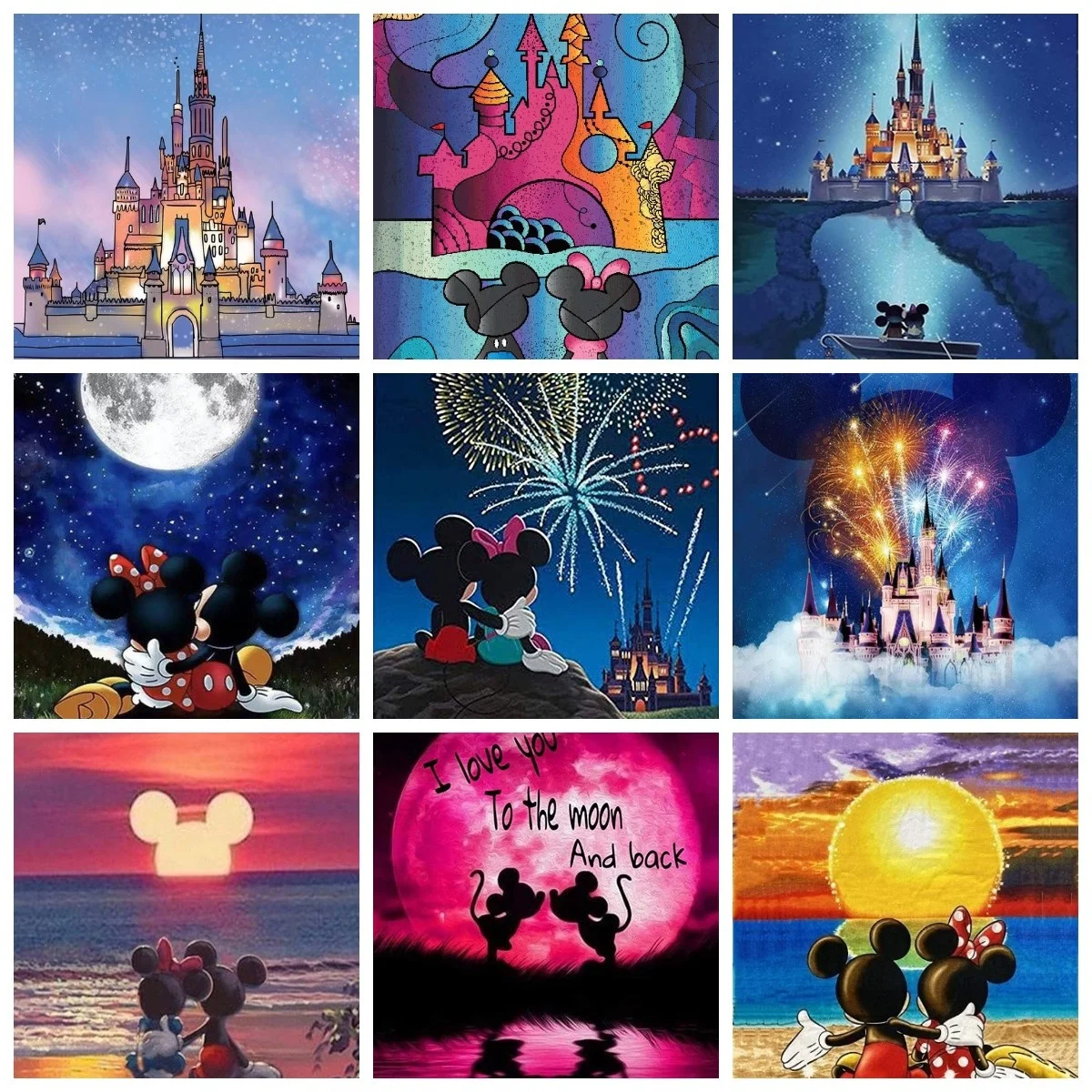 

5D DIY Disney Diamond Painting Cross Stitch Cartoon Fantasy Castle Mickey Minnie Diamond Embroidery Mosaic Home Decor Gifts