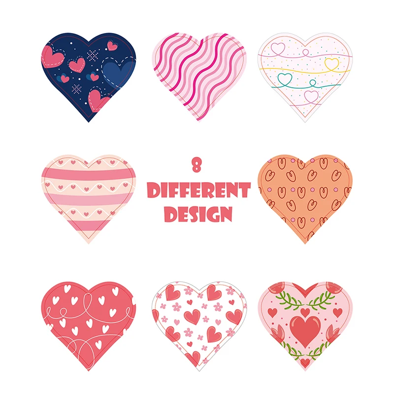 

500pcs Love Heart Stickers 8 Designs Seal Labels for Valentine's Day Decoration Gift Stickers Heart-shaped Stickers