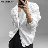 incerun tops 2022 fashion casual style new mens hot sale coats pattern pleated male loose solid color comeforable jackets s 5xl