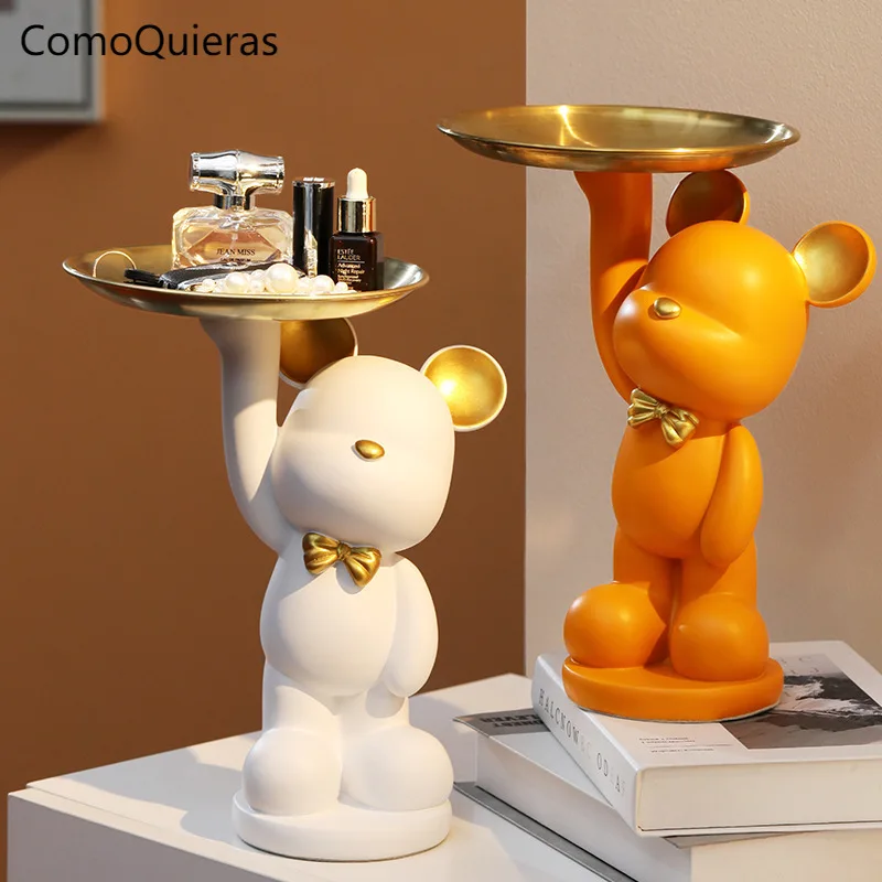 

Modern Style Simple TV Cabinet Ornaments Decoration Living Room Porch Key Storage Home Furnishings Bear Animal Decor