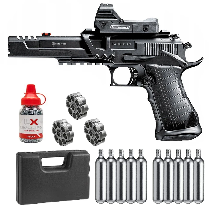 

GBB Umarex Elite Force Racing pistola de chumbinho Converter + 10x12 Carbon Dioxide Tank + 1500ct Steel BBS Home Metal Wall Logo