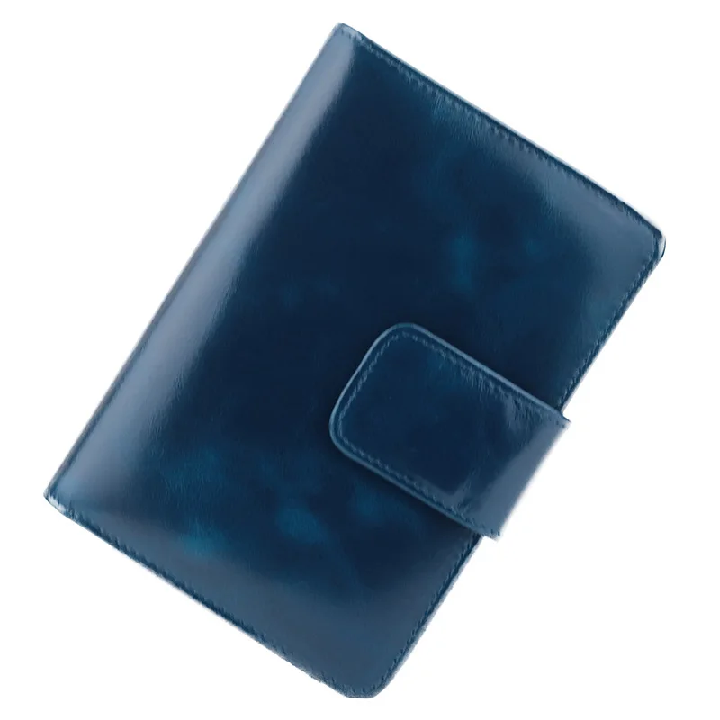Dark Blue Женский кошелек из натуральной кожи, Обложка для паспорта, портмоне, держатель для карт, фиолетовый, ярко-розовый, темно-синий, черный, коричневый, масло, воск, коровья кожа - Цвет: Dark Blue