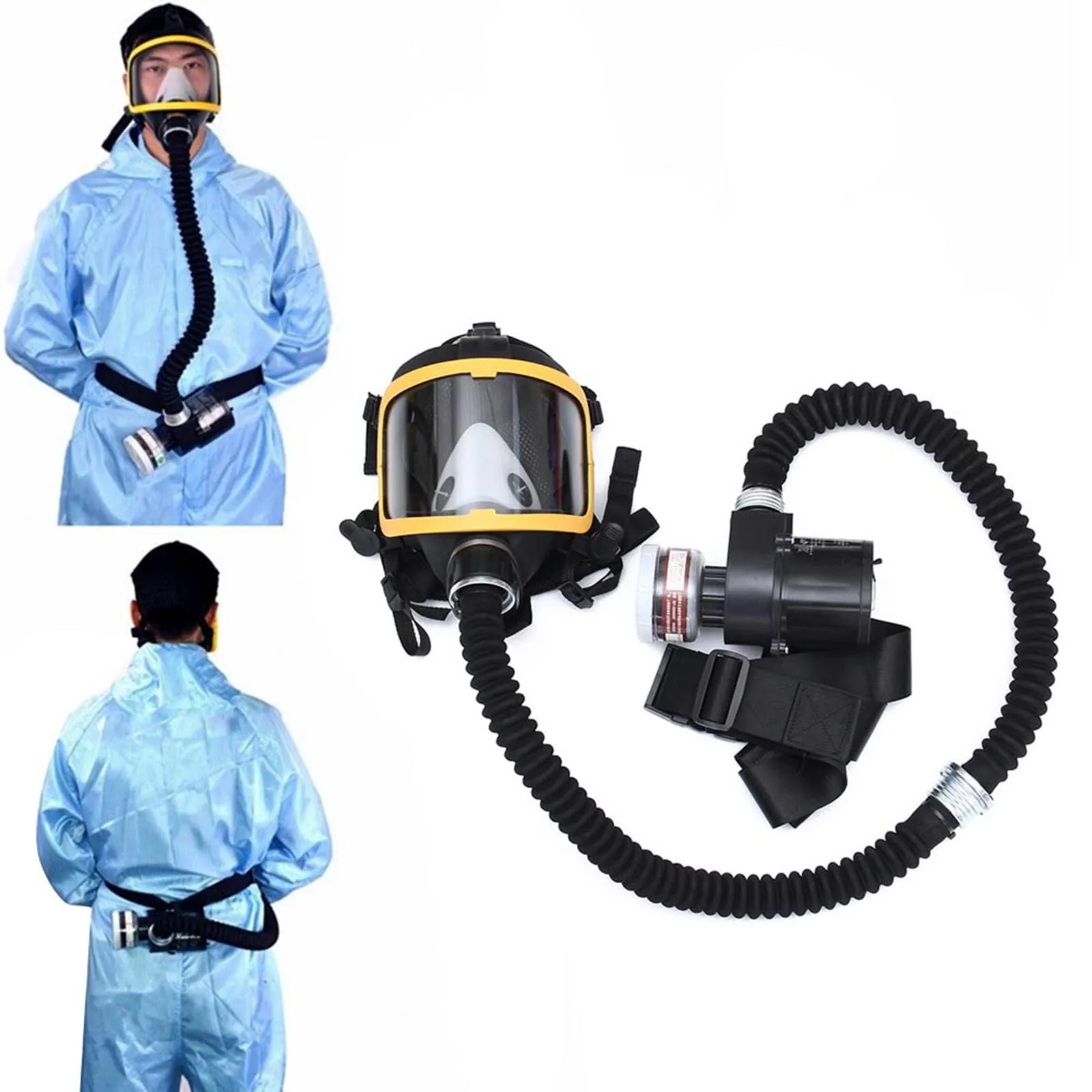 

Electric Supplied Air Fed Full Face Gas Face Cover Constant Flow Respirator System Device PUO88