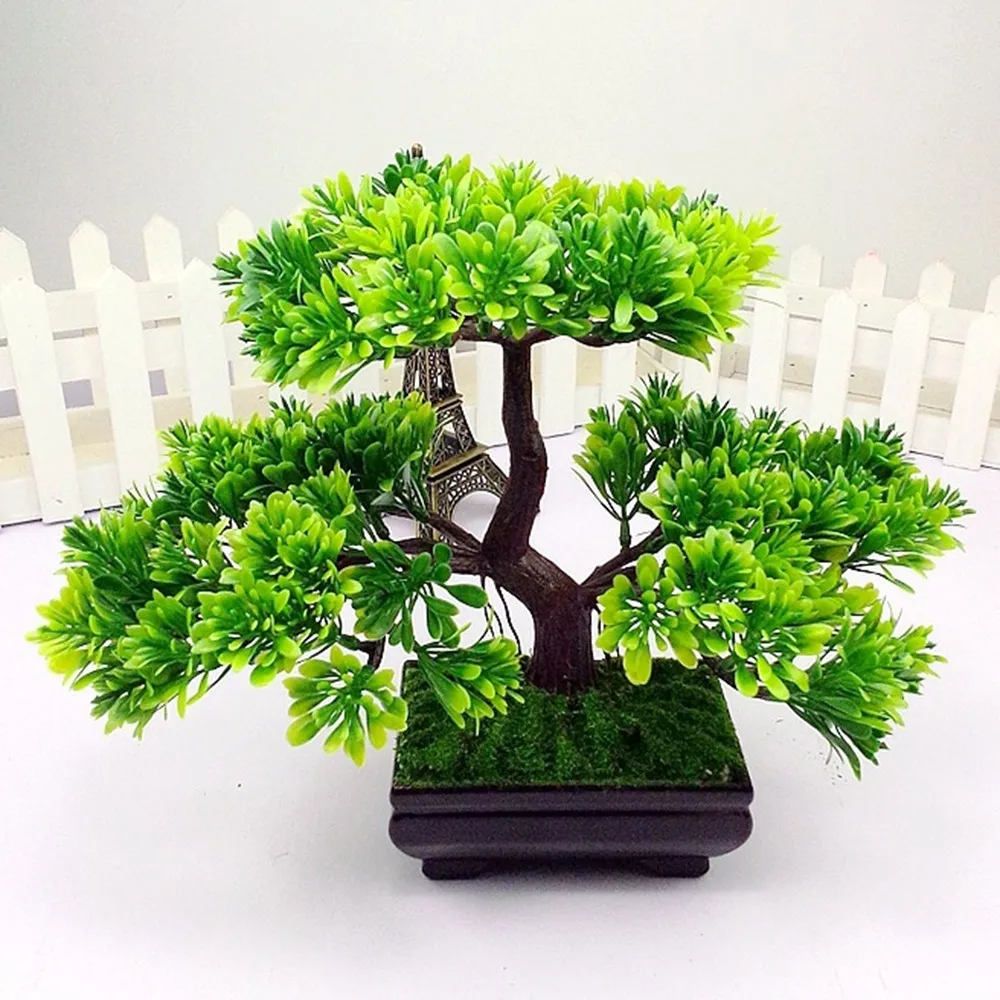 Green Bonsai Искусственный бонсай дерево декоративные растения для аквариума зеленые пластиковые растения сосны украшения дома сада - Цвет: Green Bonsai