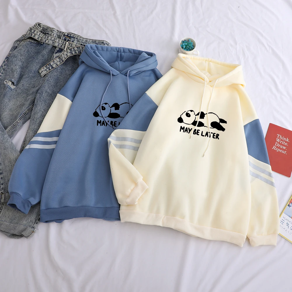 

Пуловер y2k женский флисовый в стиле Харадзюку, Свободный Повседневный свитшот с милым мультяшным принтом панды, милая Толстовка