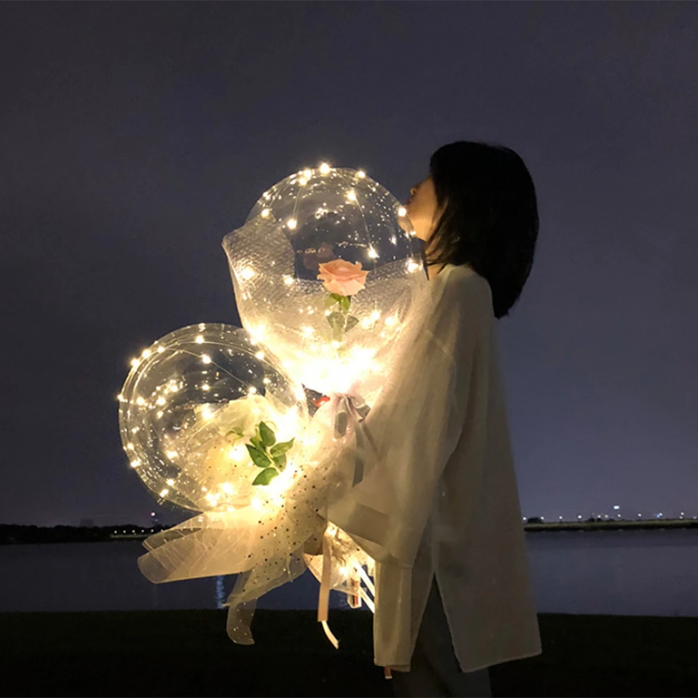 Светодиодные шары DIY розы Букет воздушные для дома вечерние светящиеся с