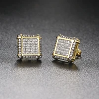 cubic zirconia bling iced out earring real gold plating earrings for men women fashion jewelry stud earrings set korean earrings