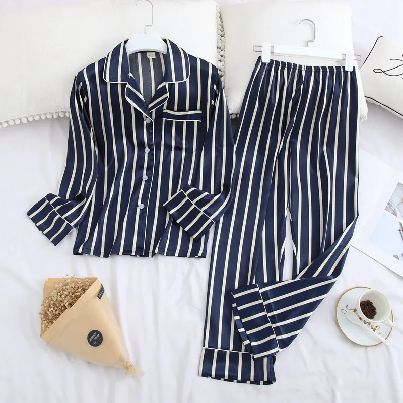 

Women Simple Style Polka Dot Turn-Down Collar Pajama Set Ladies Rayon Elasticity Waist Sleepwear Femme Comfortable Soft Homewear