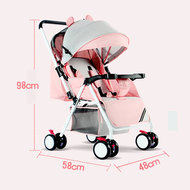 

Foldable Baby Stroller Folding Pushchairs Lightweight Wheeled The Pram Portable Children's Trolley Adjustable Toddler Carriage