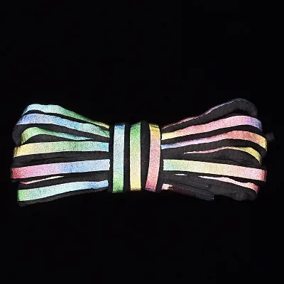 Светоотражающие шнурки лазерные с блестками плетеные для обуви бега взрослых и