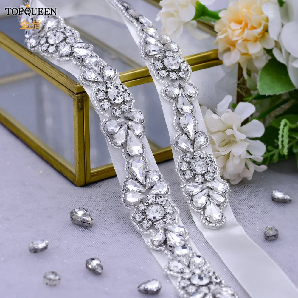

TOPQUEEN S235 Elegant Bridal Rhinestone Belt Handmade Ladies Banquet Dress Belt Shiny Crystal Bridesmaid Accessories
