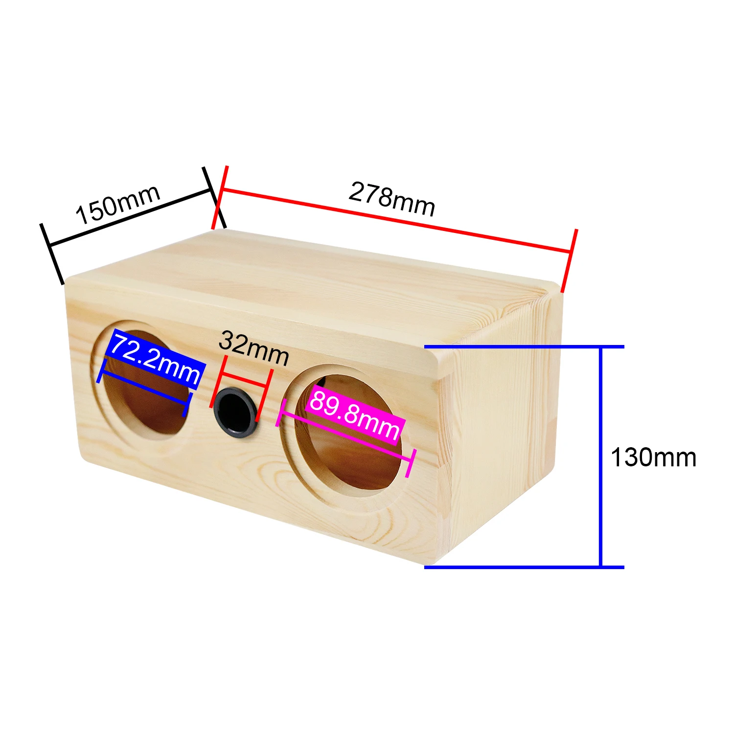 Solid Wood Empty Cabinet Home Theater Center Surround Mini Speaker, Dual 3-inch Full-range Speakers DIY 1PC