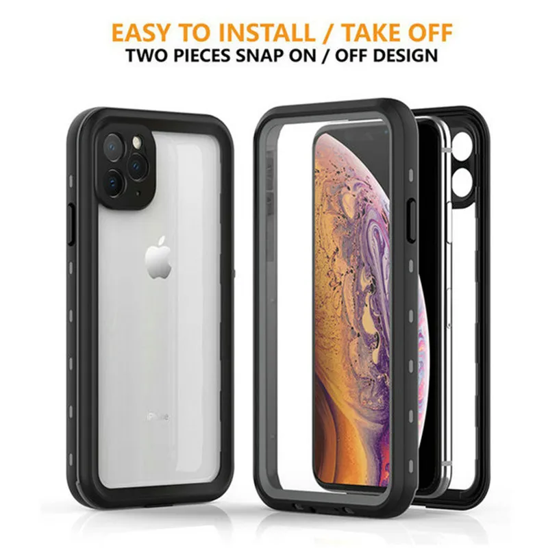 

For iPhone 12 11 Pro Max XS XR Case RedPepper Dot Plus Clear Back IP68 Waterproof Diving Underwater Armor Cover for iPhoneXs Max