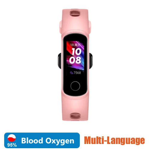 Pink Huawei Honor Band 5i, смарт-браслет с кислородом крови, Смарт-часы, контроль музыки, пульсометр, монитор здоровья, новые часы с циферблатом, usb-разъем, зарядка - Цвет: Pink
