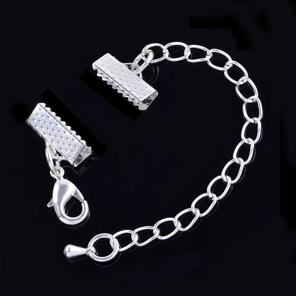 20 шт мм Серебряный цвет кожаный шнур концевые крышки застежки с застежкой Омаров