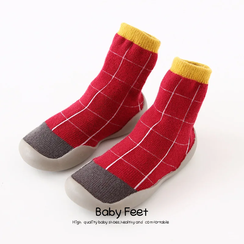 

Autumn Winter Children's Soft Sole Geometric Striped Anti-slip Toddler Shoes Baby Indoor Shoes Toddler Shoes Breathable