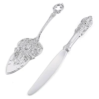 newest cake knife server setbaroque cake cutlery knife and shovel with carved craft designpersonalized silverware for wedding