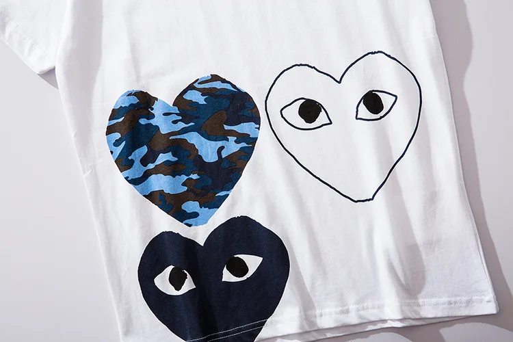 

Sichuan PLA four-color contrast love printing for men and women with cotton short-sleeved T-shirts in summer