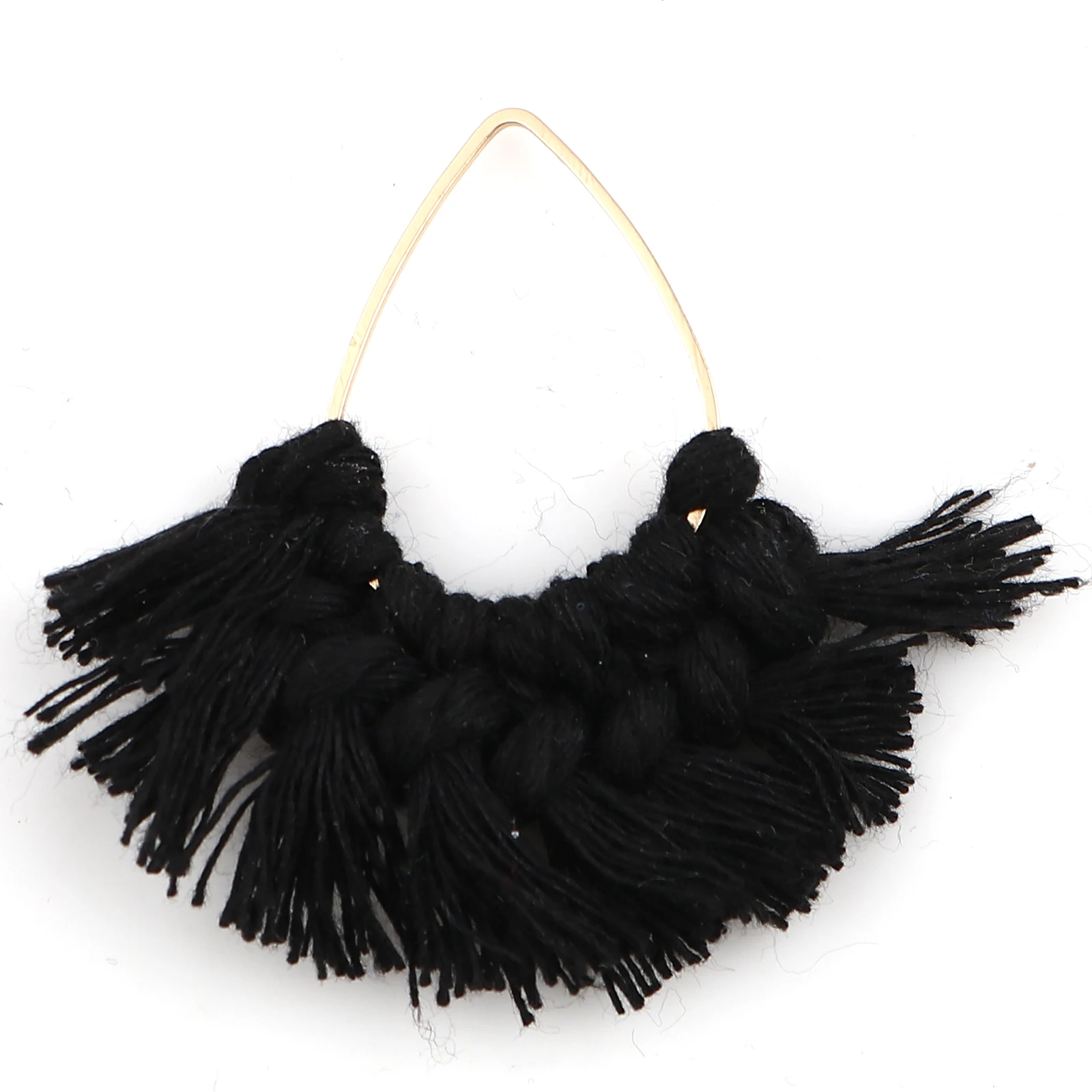 

Fashion Multicolor Polyester Tassel Pendant Fan-shaped Drop Gold Color Metal Charms DIY Making Earrings Women Party Jewelry,2PCs