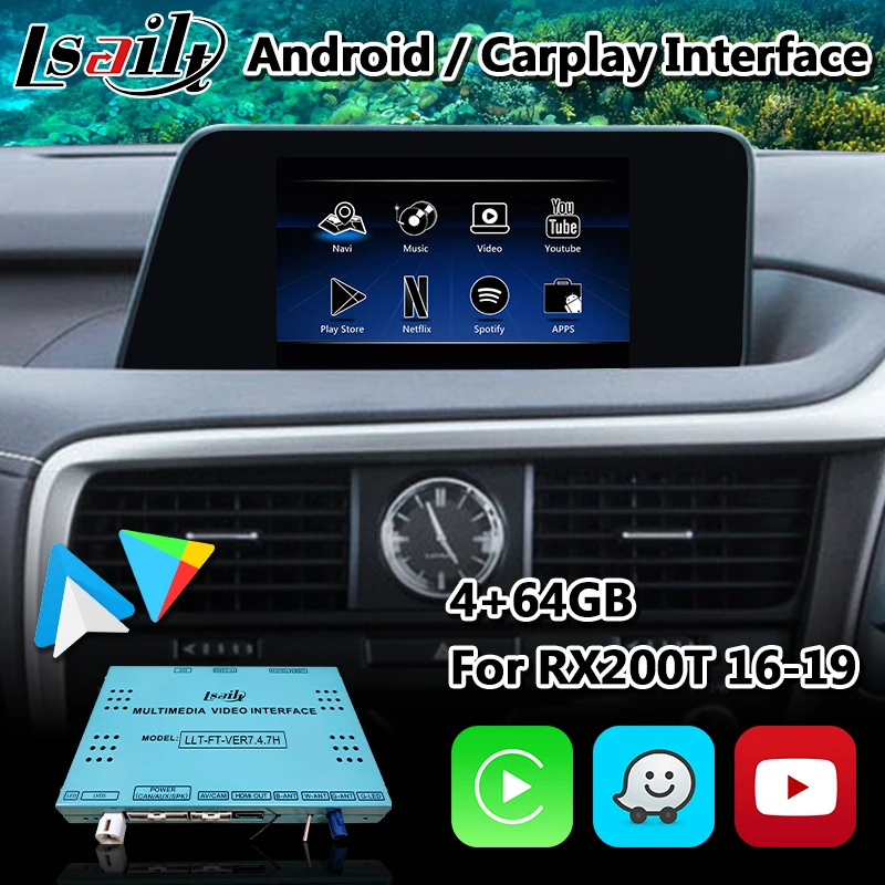 

Видеоинтерфейс Lsailt Android Carplay для Lexus RX RX200T RX450H 2016-2019, Автомобильная Мультимедийная навигационная система