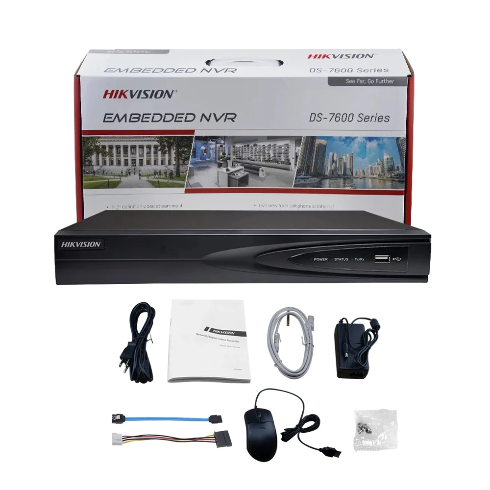 Сетевая видеокамера Hikvision NVR PoE DVR 4 канала 8 каналов 4K Мп DS-7604NI-K1/4P H.265 - купить по